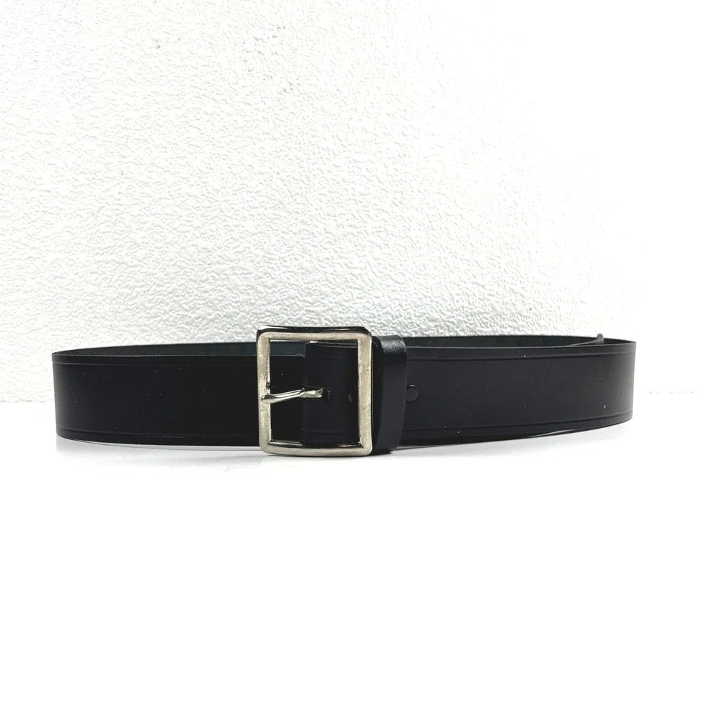 Leather Belt Mens 40 Black Made in USA Square Buckle Americana Gorpcore Western
